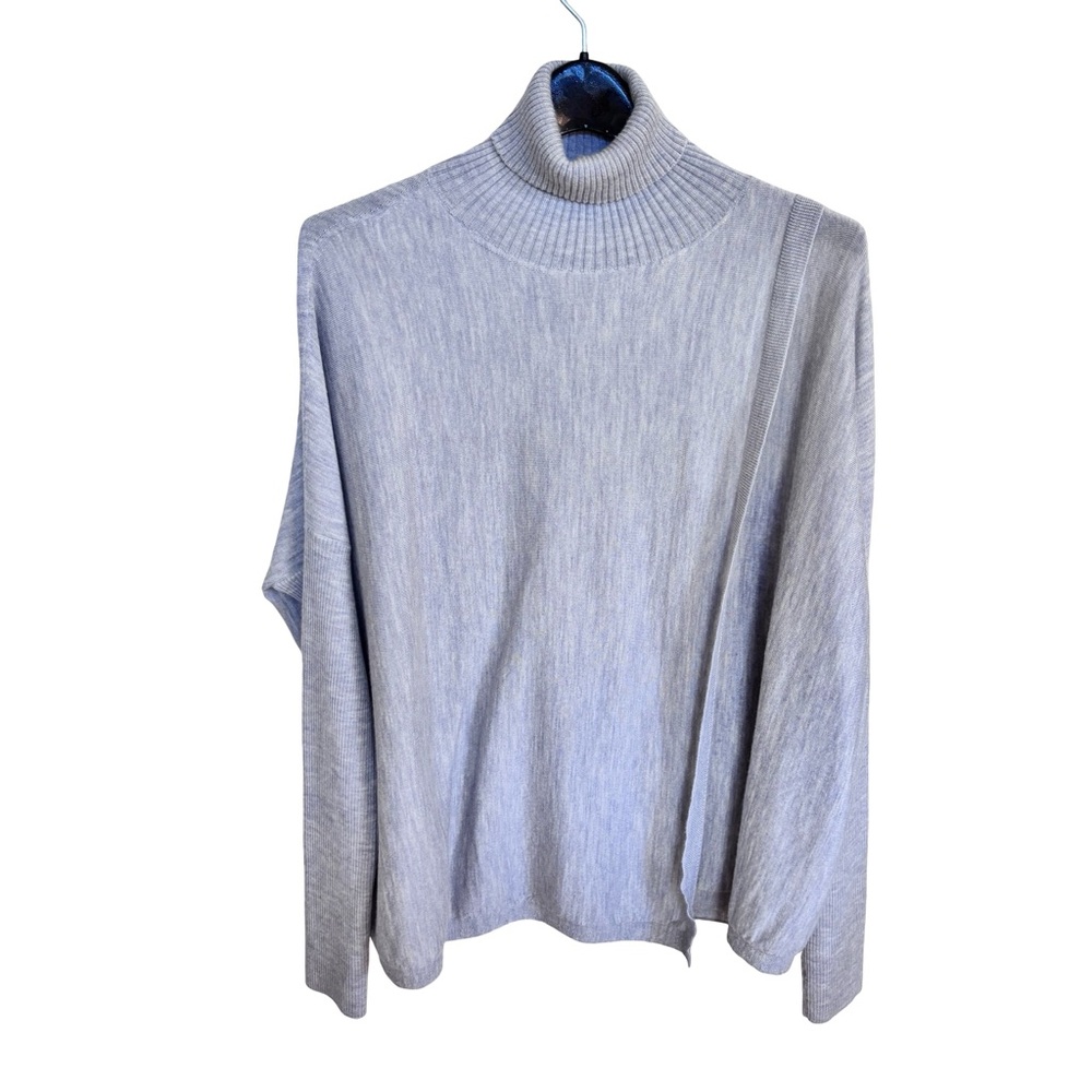 All Saints Light Gray 100% Merino Wool Oversized Turtle Neck Sweater L